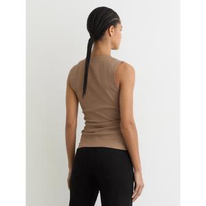 REISS Sandy Stretch-Cotton Rib Ruched V-Neck Vest